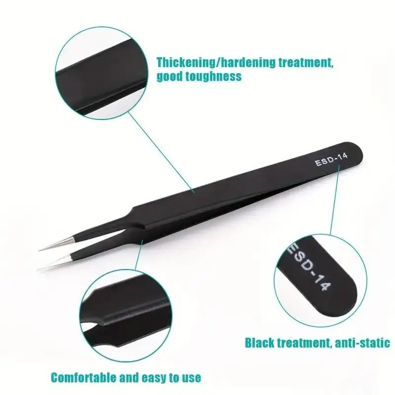 6pcs Precision Long Tweezers S - مراجعة Electronics Repair Tools وسعره