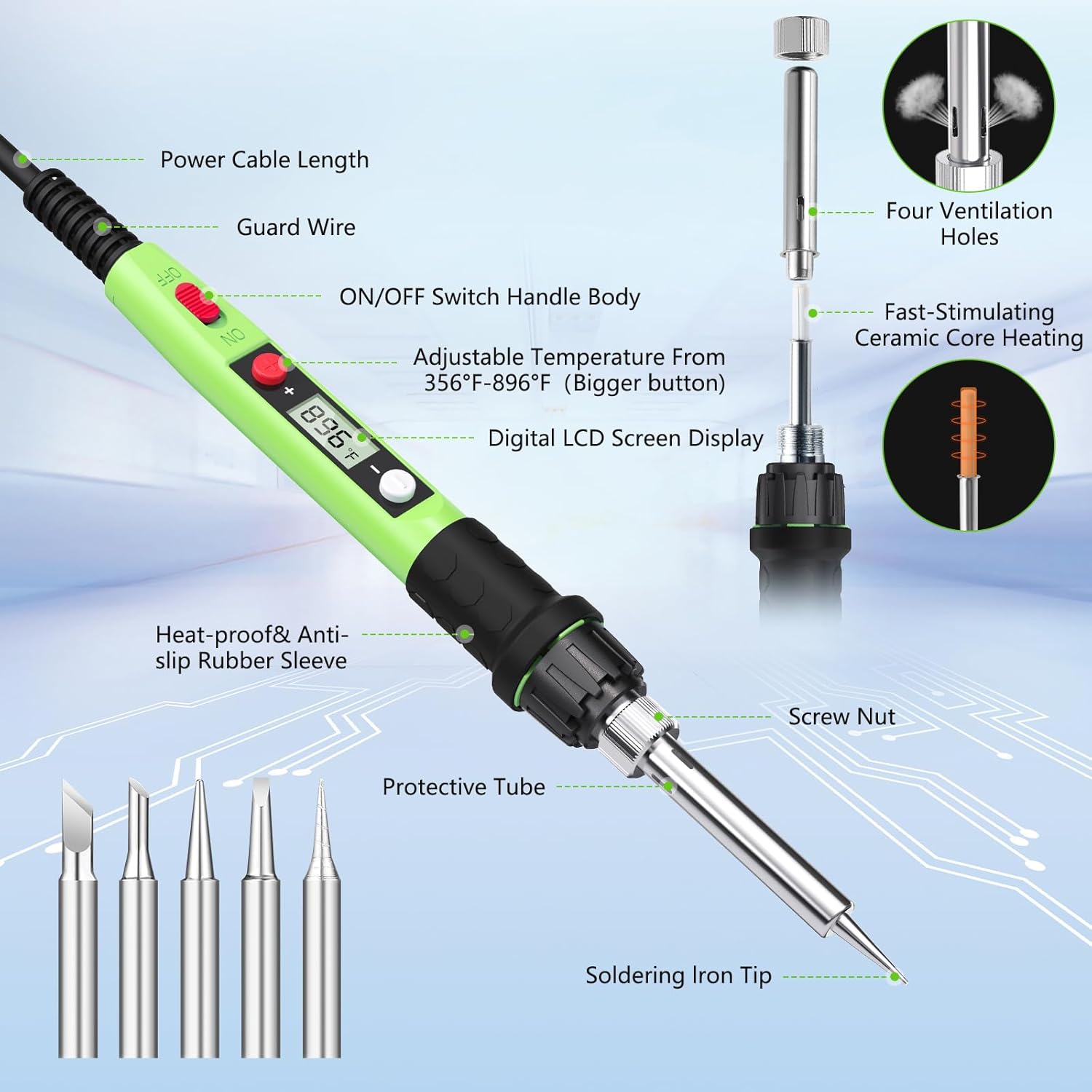 80W LCD Digital Soldering Iron - مراجعة Electronics Repair Tools وسعره