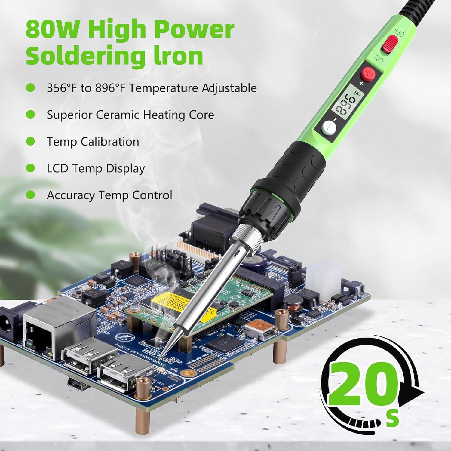 80W LCD Digital Soldering Iron - مراجعة Electronics Repair Tools وسعره